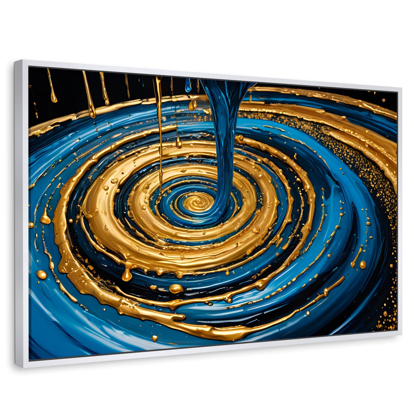 Cuadros Decorativos Canvas Revolution | Elegancia Oro Azul | Rectangular | Portada | Marco Blanco