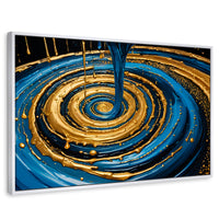 Cuadros Decorativos Canvas Revolution | Elegancia Oro Azul | Rectangular | Portada | Marco Blanco