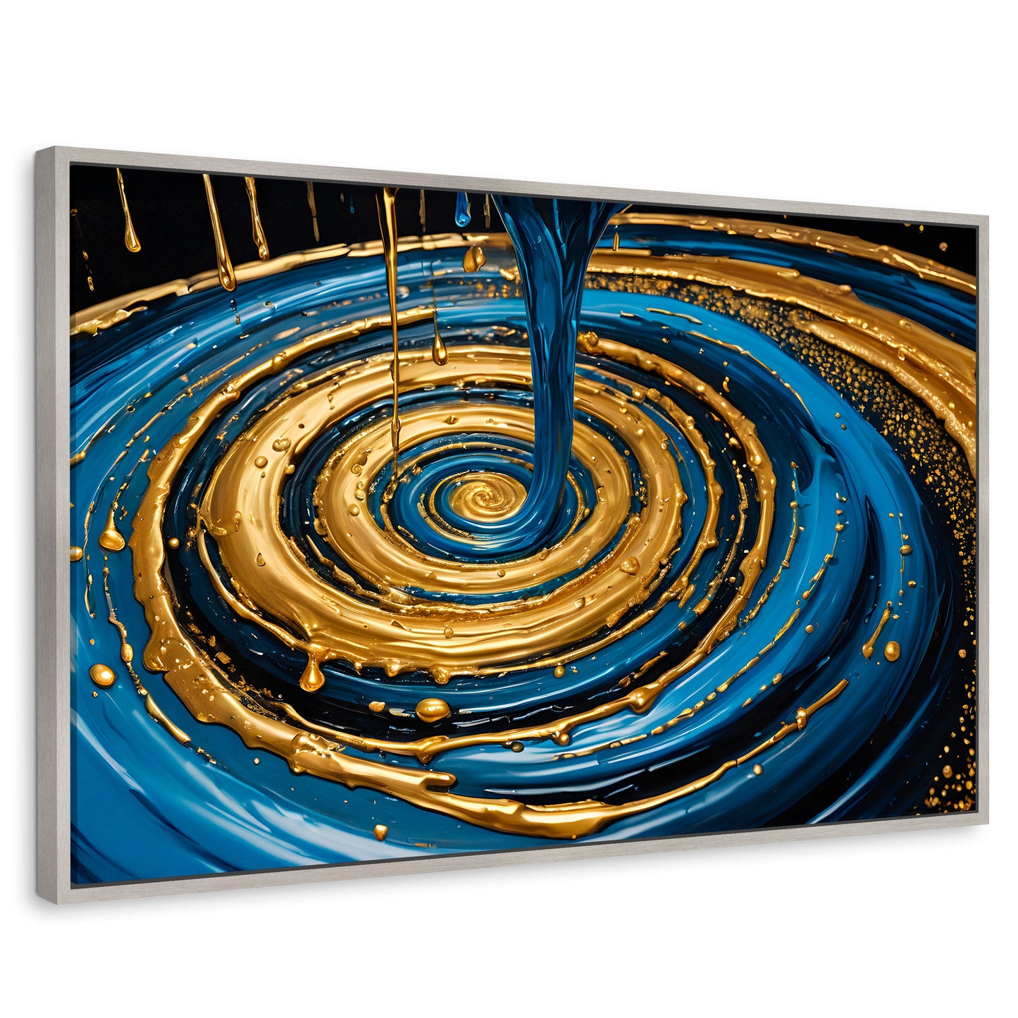 Cuadros Decorativos Canvas Revolution | Elegancia Oro Azul | Rectangular | Portada | Marco Plateado