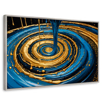 Cuadros Decorativos Canvas Revolution | Elegancia Oro Azul | Rectangular | Portada | Marco Plateado