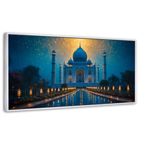 Cuadros Decorativos Canvas Revolution | Estrellas Taj Mahal | Panoramico | Portada | Marco Blanco
