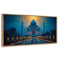 Cuadros Decorativos Canvas Revolution | Estrellas Taj Mahal | Panoramico | Portada | Marco Madera