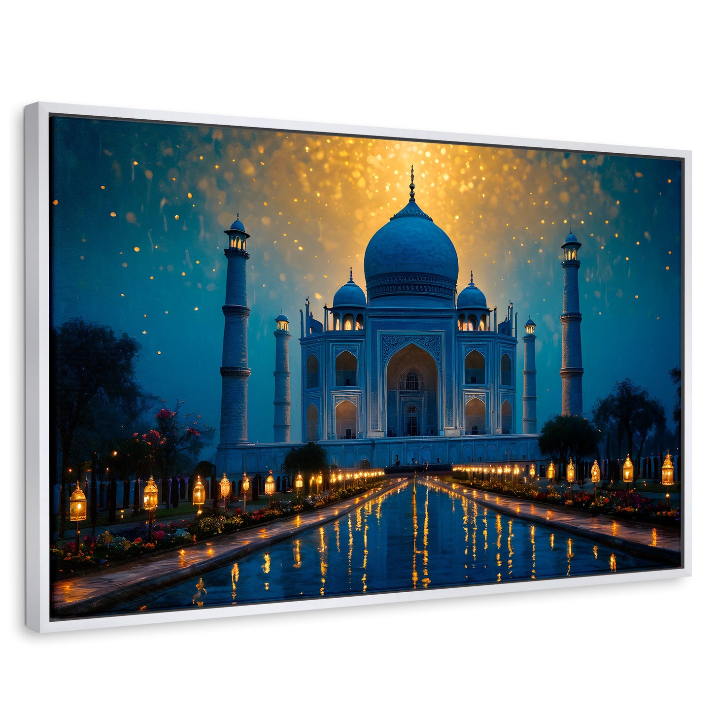 Cuadros Decorativos Canvas Revolution | Estrellas Taj Mahal | Rectangular | Portada | Marco Blanco