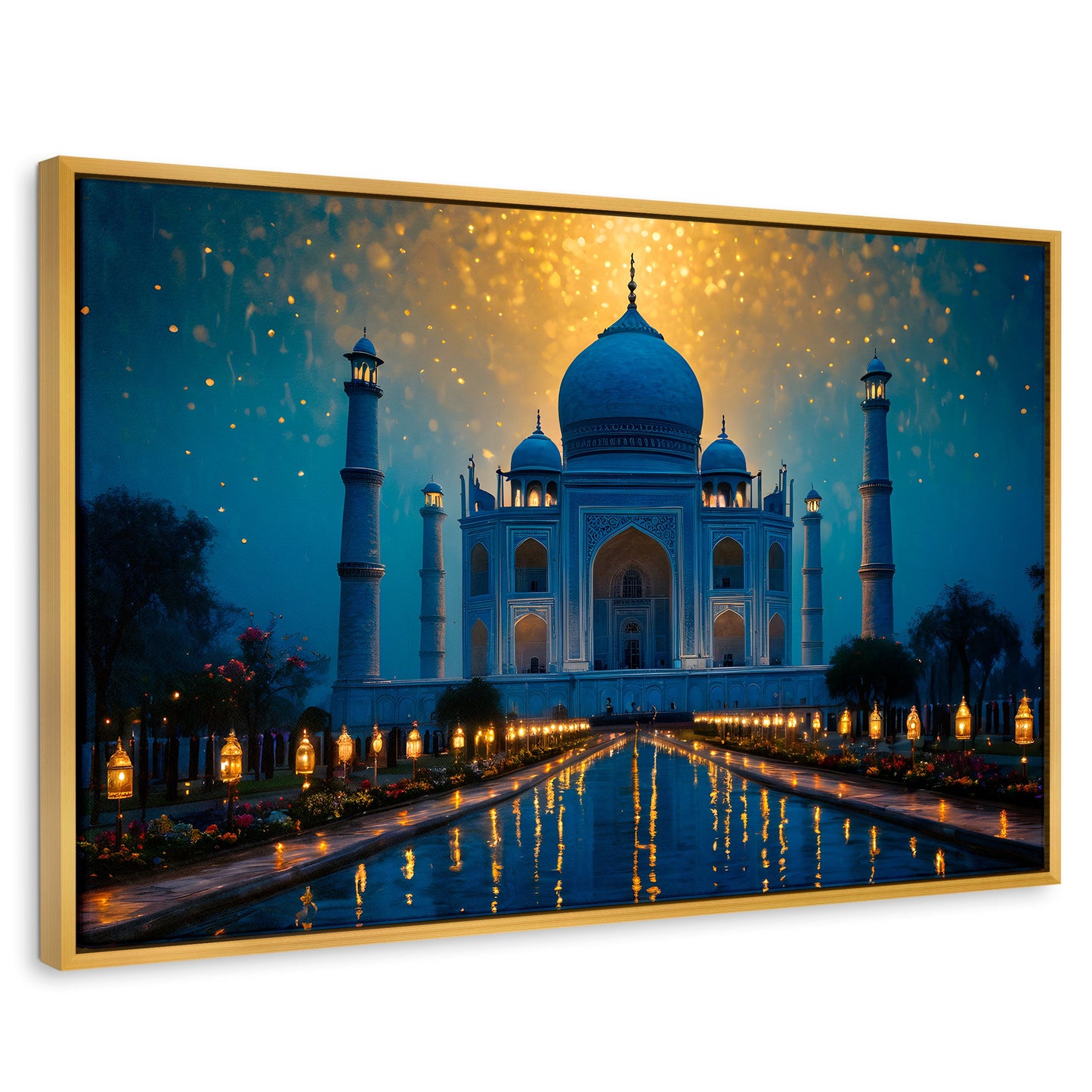Cuadros Decorativos Canvas Revolution | Estrellas Taj Mahal | Rectangular | Portada | Marco Dorado
