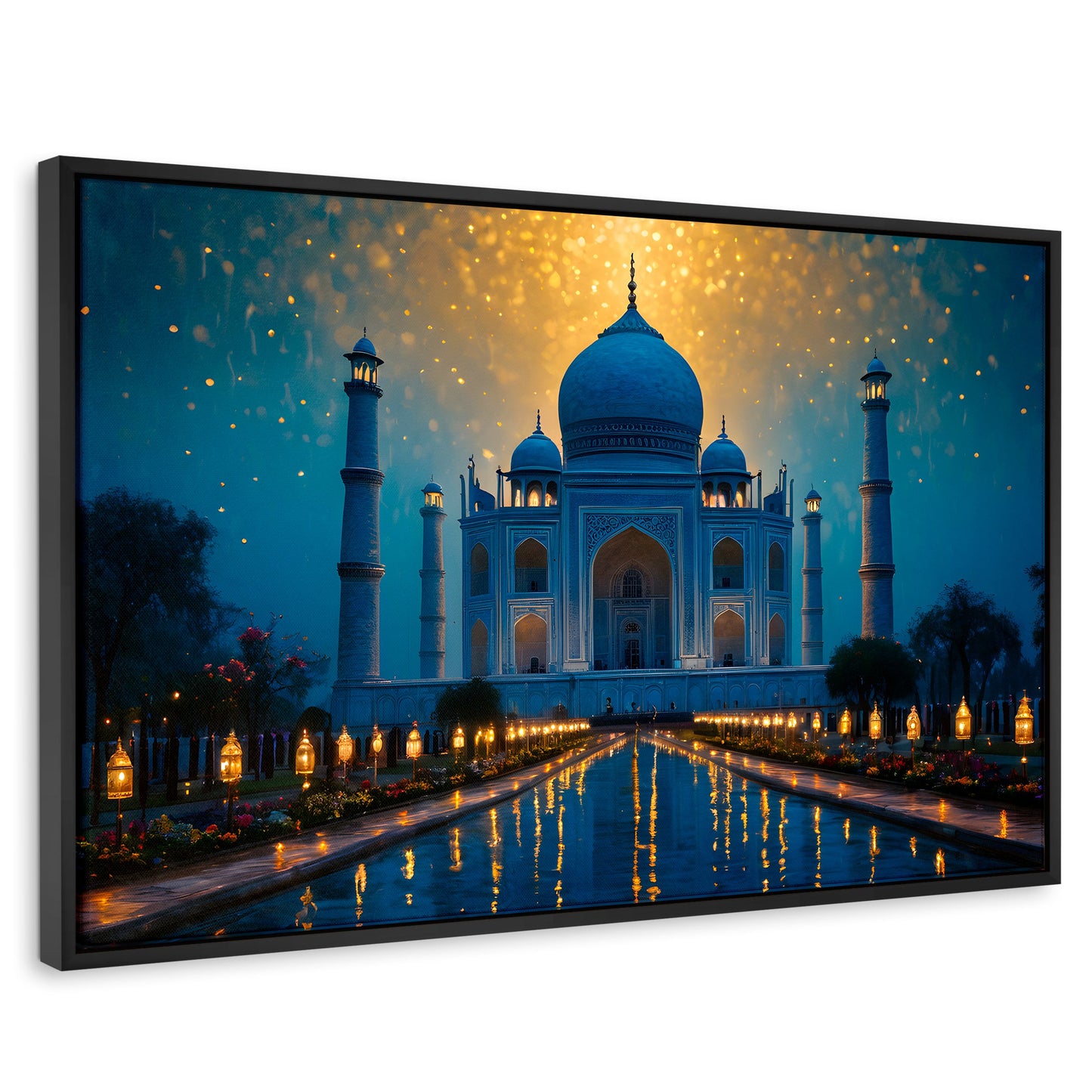 Cuadros Decorativos Canvas Revolution | Estrellas Taj Mahal | Rectangular | Portada | Marco Negro