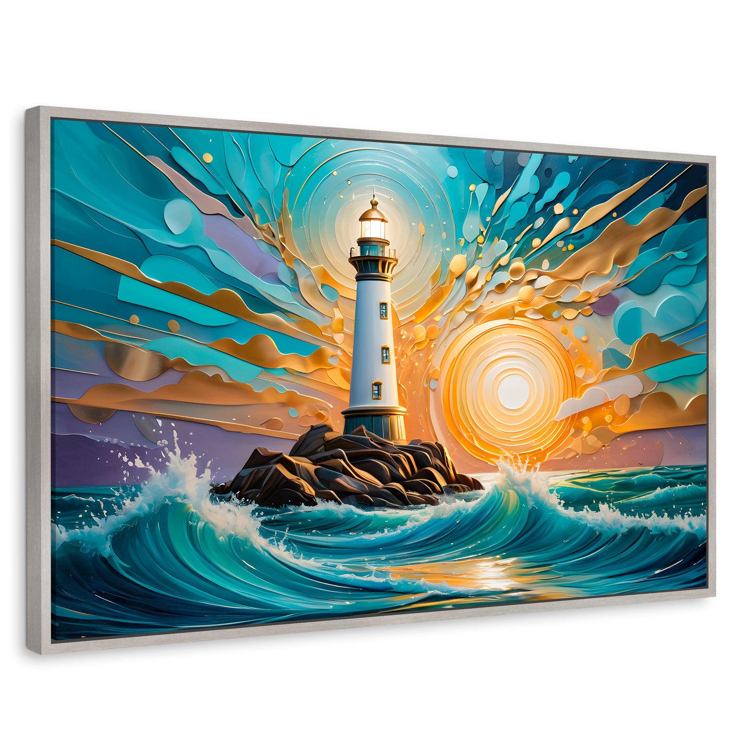 Cuadros Decorativos Canvas Revolution | Faro Bajo El Cielo | Rectangular | Portada | Marco Plateado
