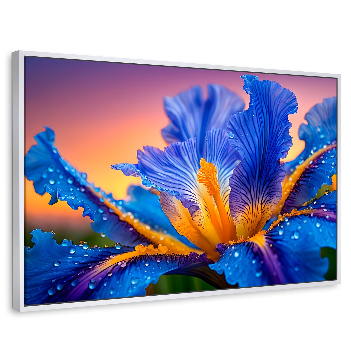 Cuadros Decorativos Canvas Revolution | Flor Iris Divino | Rectangular | Portada | Marco Blanco
