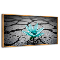 Cuadros Decorativos Canvas Revolution | Flor Sobre Piedra | Panoramico | Portada | Marco Negro