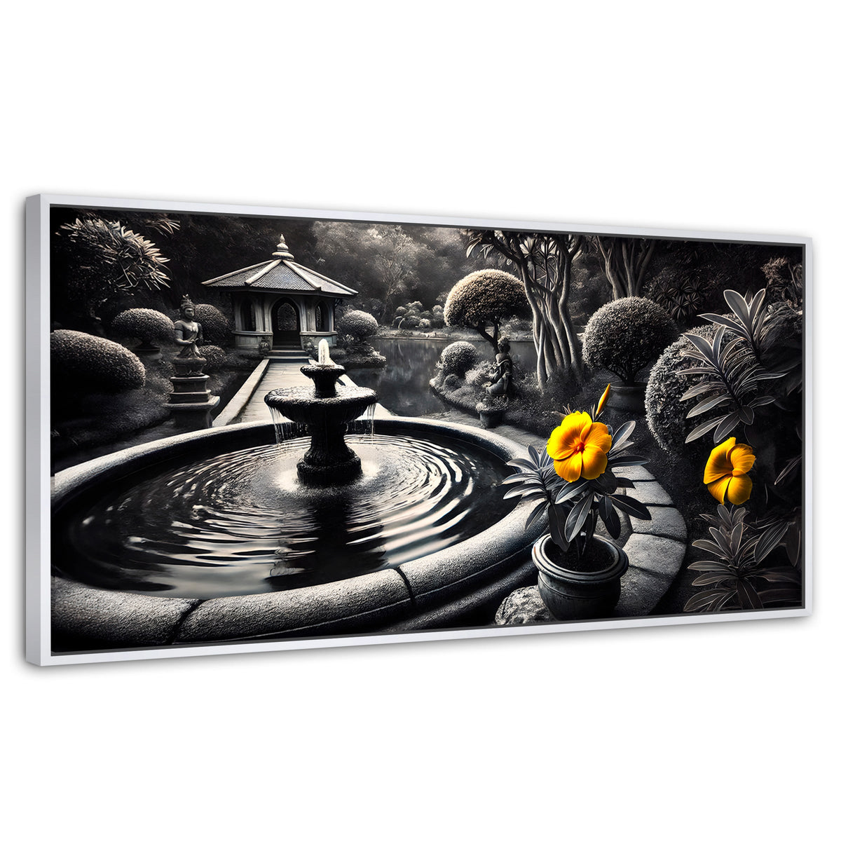 Cuadros Decorativos Canvas Revolution | Florecer Y Fluir | Panoramico | Portada | Marco Dorado