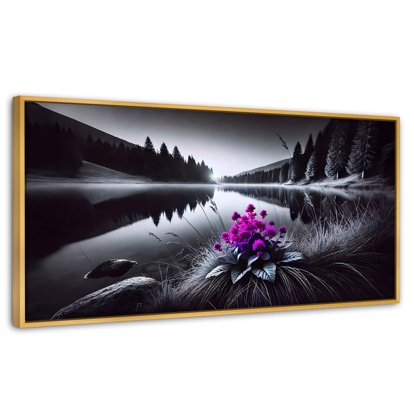 Cuadros Decorativos Canvas Revolution | Flores En El Agua | Panoramico | Portada | Marco Madera