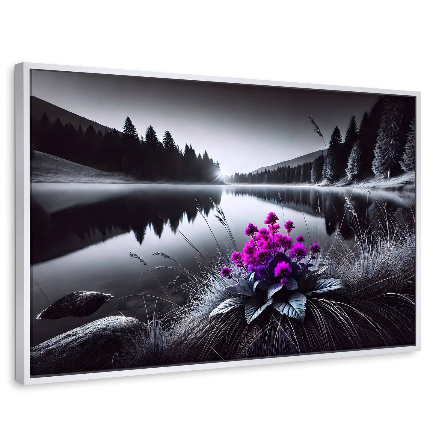 Cuadros Decorativos Canvas Revolution | Flores En El Agua | Rectangular | Portada | Marco Blanco