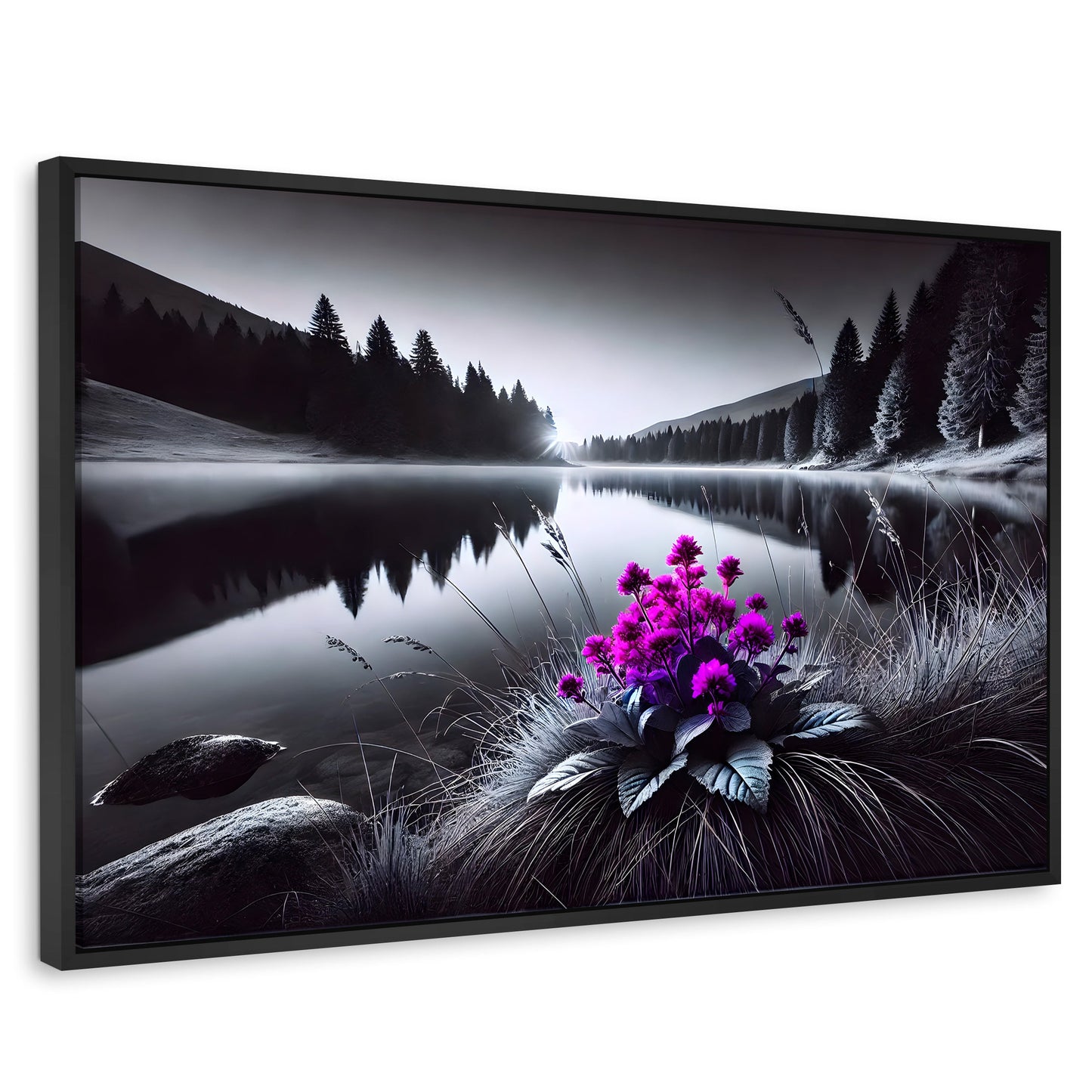 Cuadros Decorativos Canvas Revolution | Flores En El Agua | Rectangular | Portada | Marco Negro