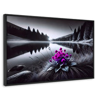 Cuadros Decorativos Canvas Revolution | Flores En El Agua | Rectangular | Portada | Marco Negro