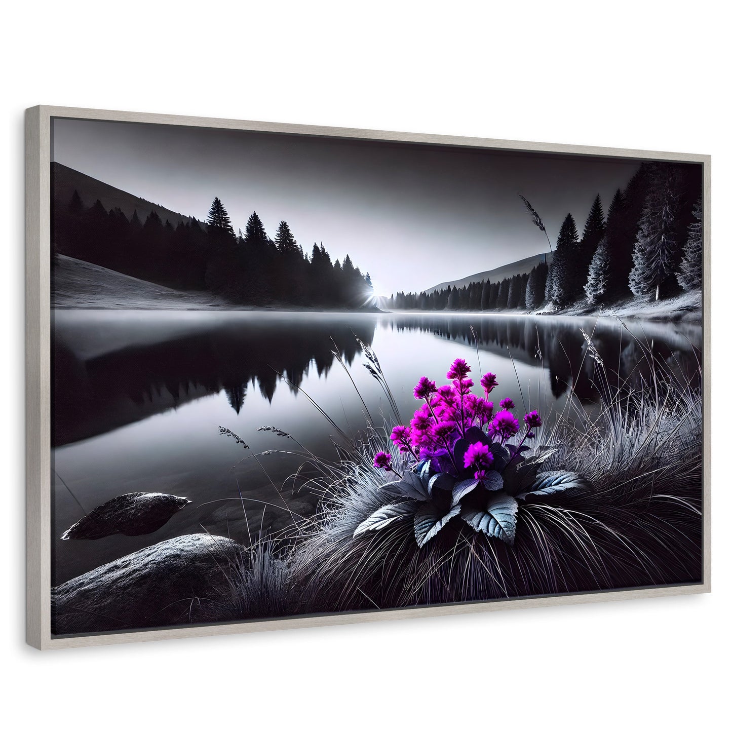 Cuadros Decorativos Canvas Revolution | Flores En El Agua | Rectangular | Portada | Marco Plateado