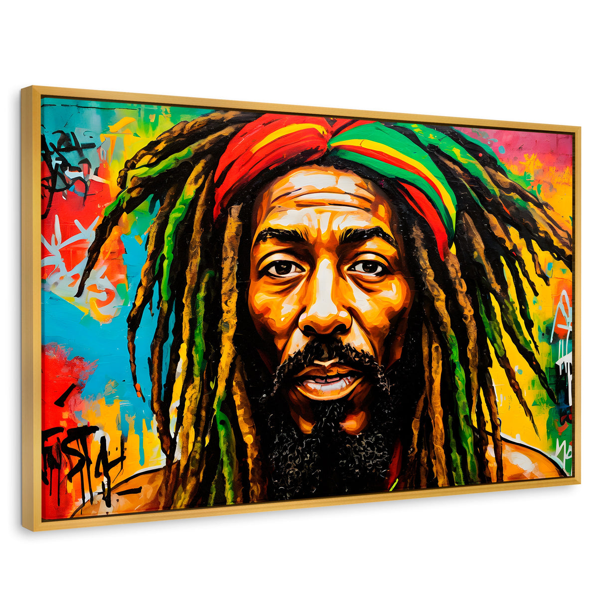 Cuadros Decorativos Canvas Revolution | Fusion Urbana Rasta | Rectangular | Portada | Marco Dorado