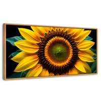 Cuadros Decorativos Canvas Revolution | Girasol Cercano | Panoramico | Portada | Marco Madera