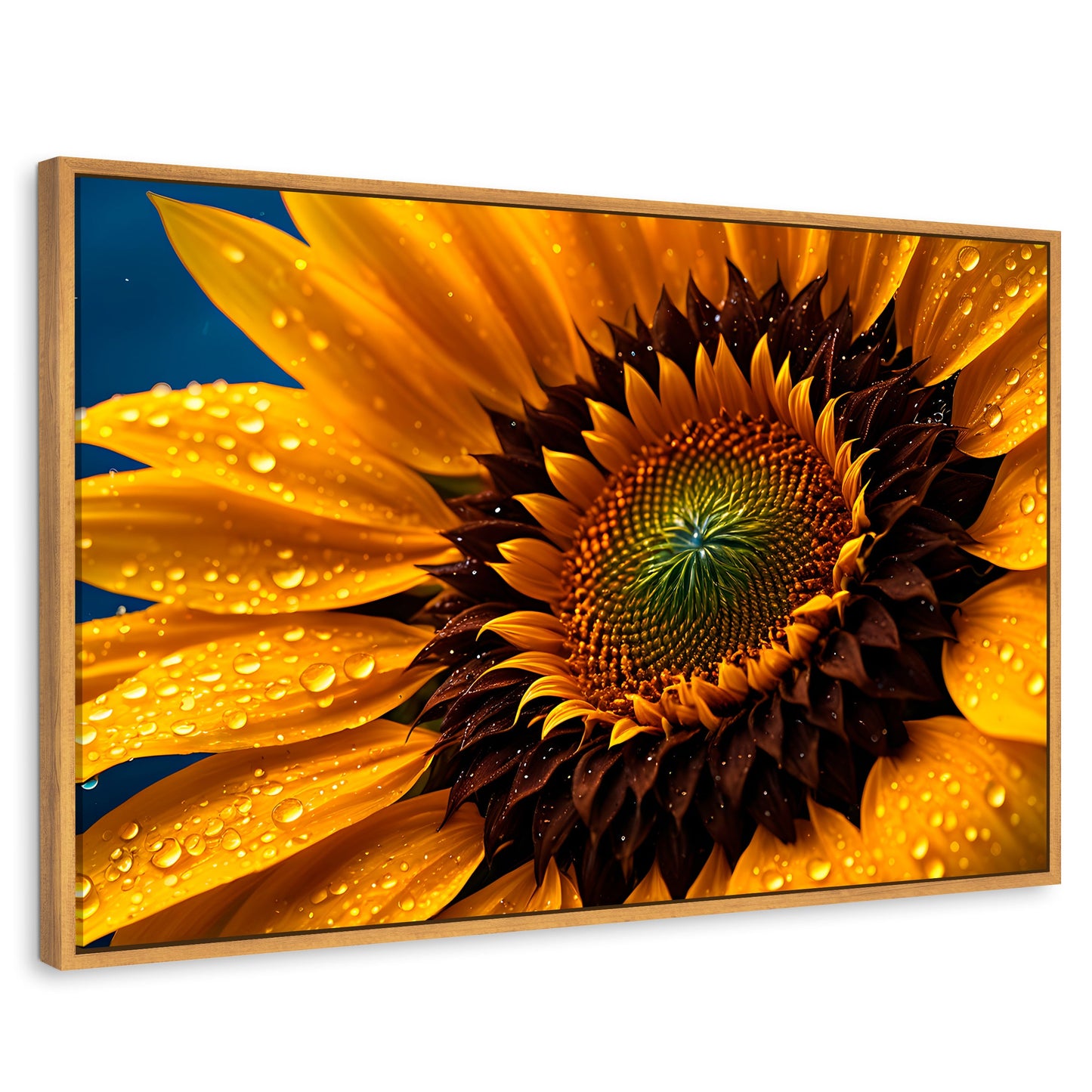 Cuadros Decorativos Canvas Revolution | Girasol Luz Dorada | Rectangular | Portada | Marco Madera