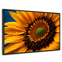 Cuadros Decorativos Canvas Revolution | Girasol Luz Dorada | Rectangular | Portada | Marco Negro