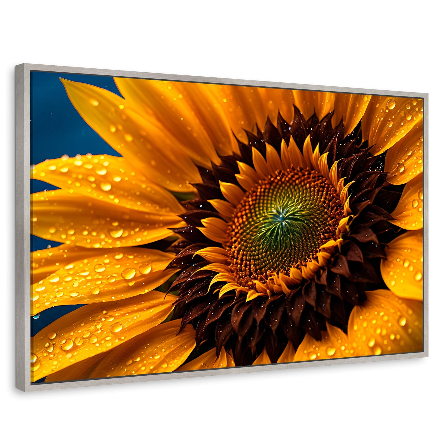 Cuadros Decorativos Canvas Revolution | Girasol Luz Dorada | Rectangular | Portada | Marco Plateado