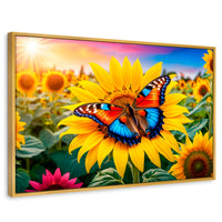 Cuadros Decorativos Canvas Revolution | Girasol Y Colores | Rectangular | Portada | Marco Dorado