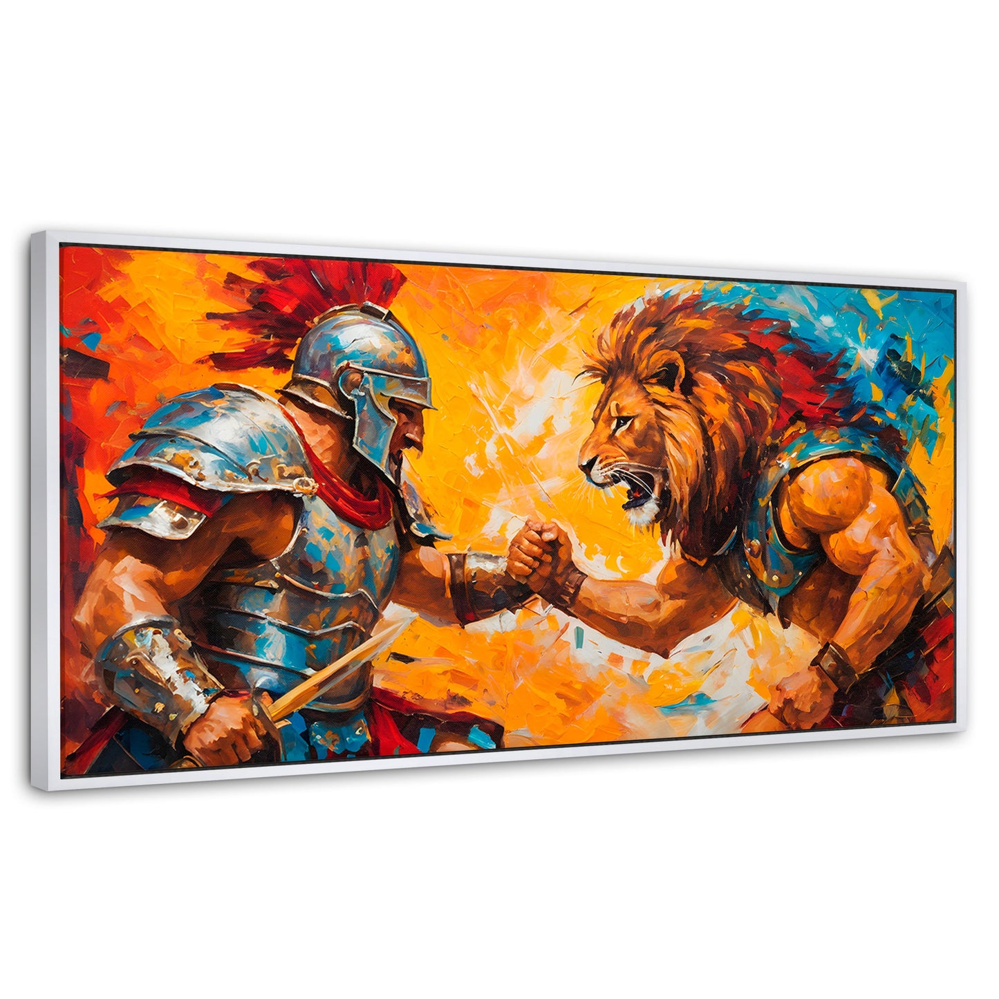 Cuadros Decorativos Canvas Revolution | Gladiador Vs Leon | Panoramico | Portada