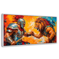 Cuadros Decorativos Canvas Revolution | Gladiador Vs Leon | Panoramico | Portada