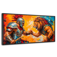 Cuadros Decorativos Canvas Revolution | Gladiador Vs Leon | Panoramico | Portada