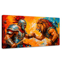 Cuadros Decorativos Canvas Revolution | Gladiador Vs Leon | Panoramico | Portada