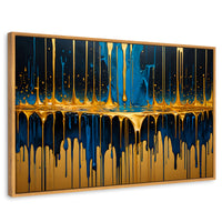 Cuadros Decorativos Canvas Revolution | Gotas Azul Doradas | Rectangular | Portada | Marco Madera