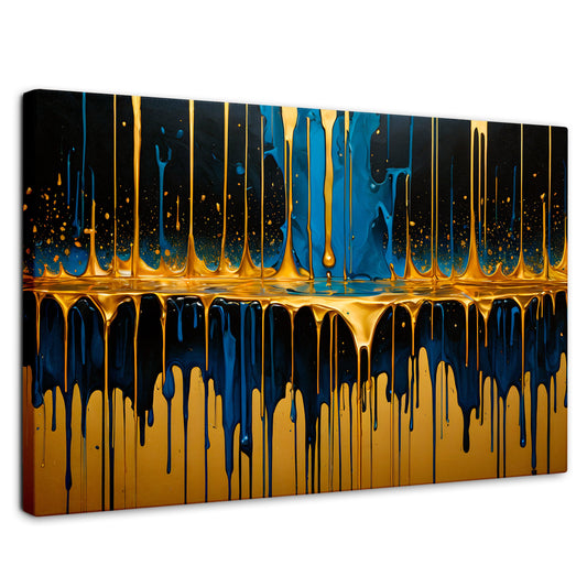 Cuadros Decorativos Canvas Revolution | Gotas Azul Doradas | Rectangular | Portada | Marco SinMarco
