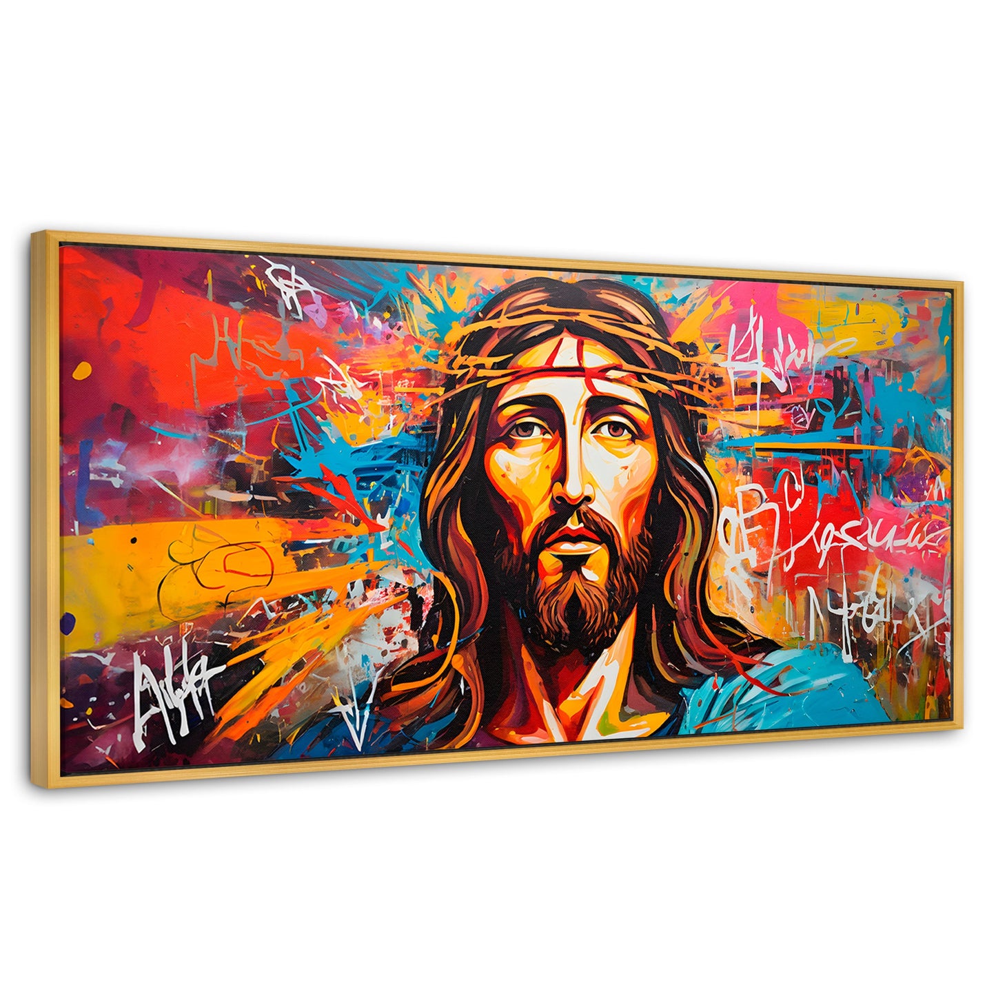 Cuadros Decorativos Canvas Revolution | Grafiti Sagrado | Panoramico | Portada | Marco Dorado
