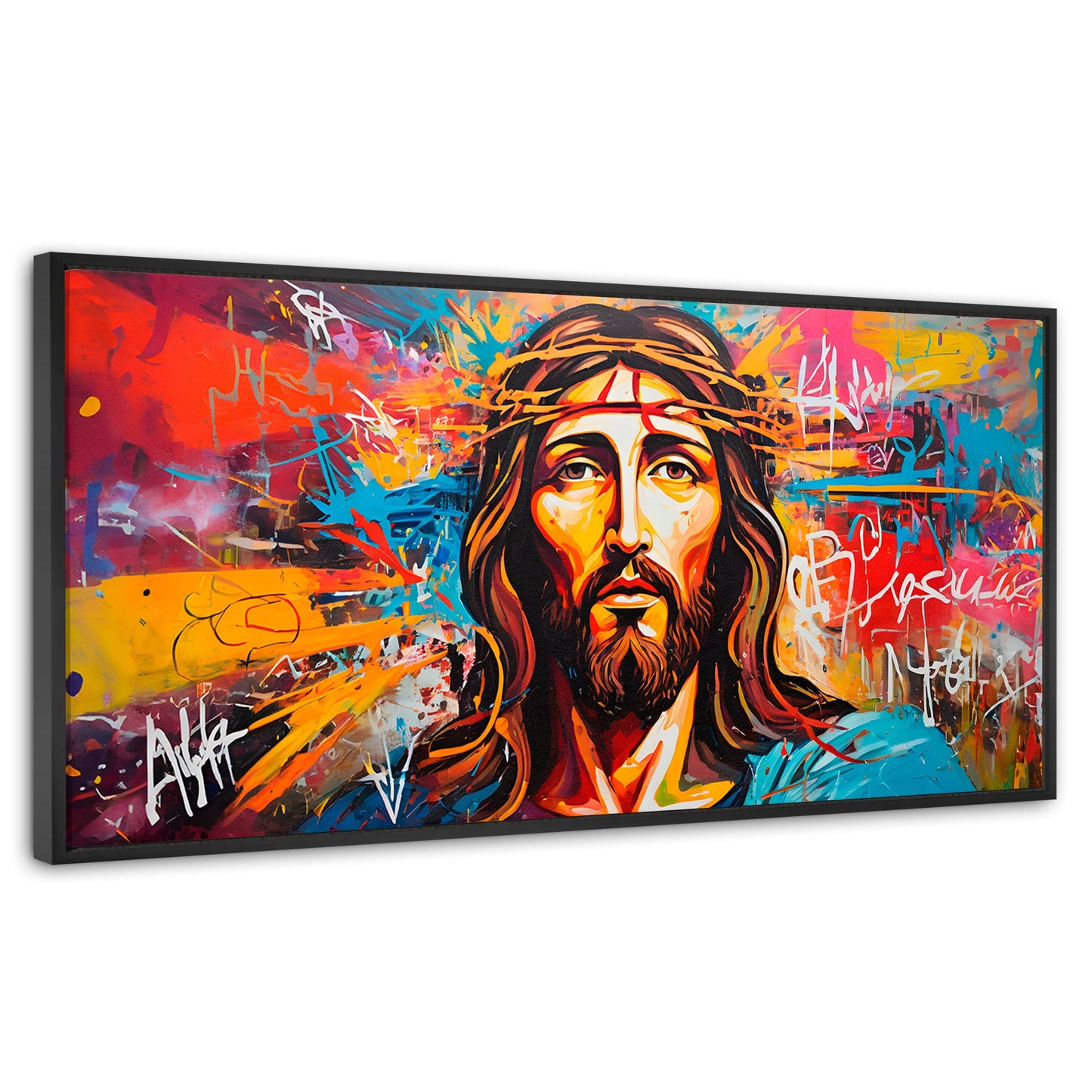 Cuadros Decorativos Canvas Revolution | Grafiti Sagrado | Panoramico | Portada | Marco Negro