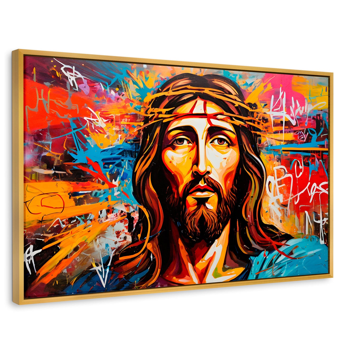 Cuadros Decorativos Canvas Revolution | Grafiti Sagrado | Rectangular | Portada | Marco Dorado