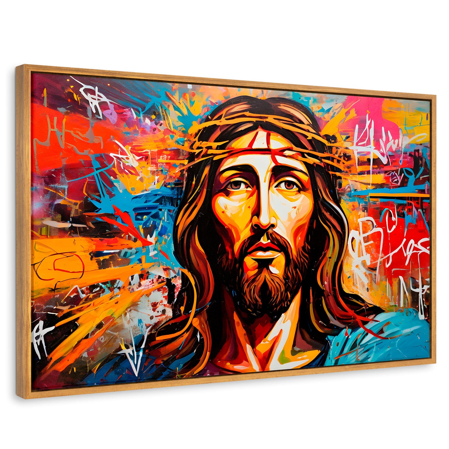 Cuadros Decorativos Canvas Revolution | Grafiti Sagrado | Rectangular | Portada | Marco Madera