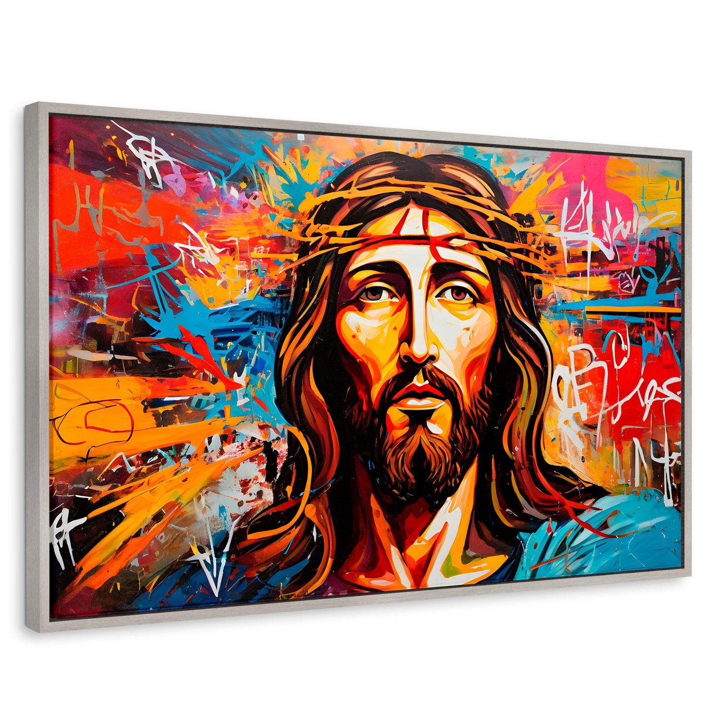 Cuadros Decorativos Canvas Revolution | Grafiti Sagrado | Rectangular | Portada | Marco Plateado