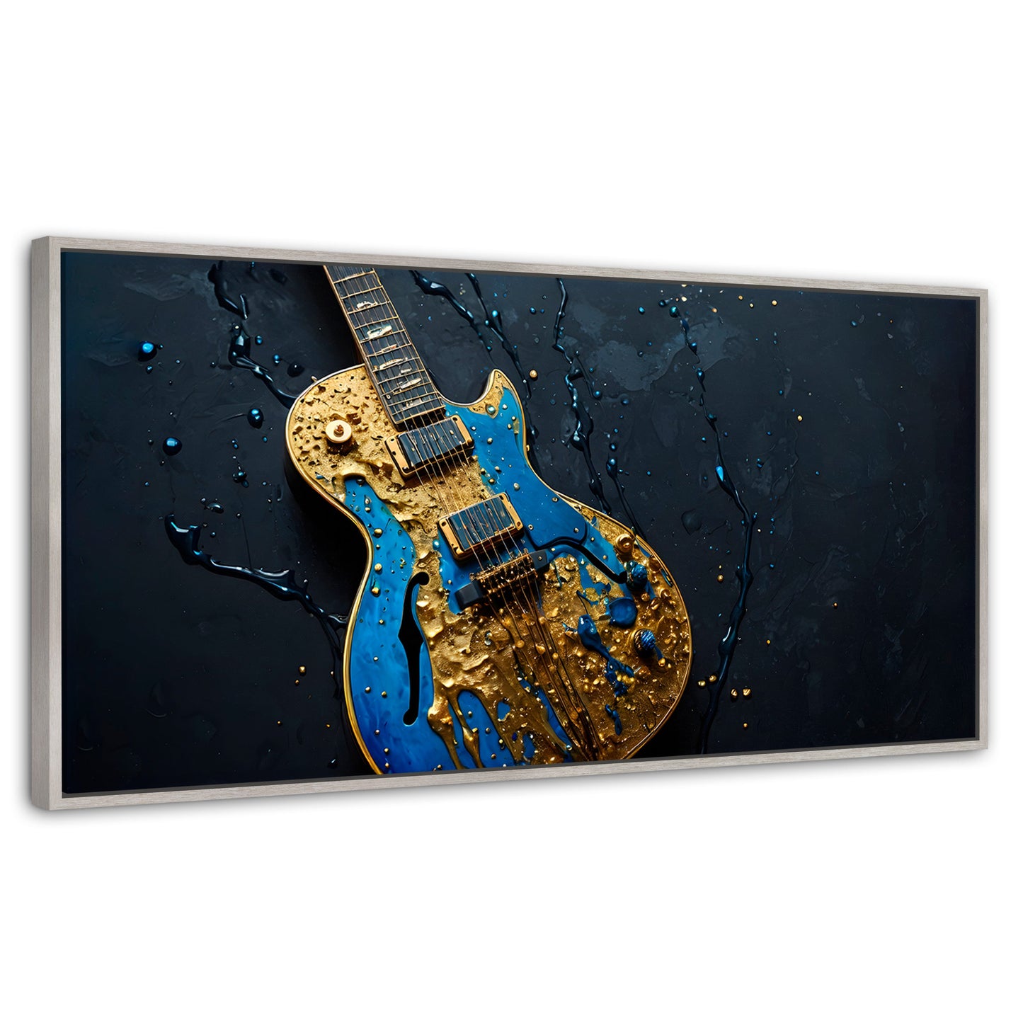 Cuadros Decorativos Canvas Revolution | Guitarra Celestial | Panoramico | Portada | Marco Blanco