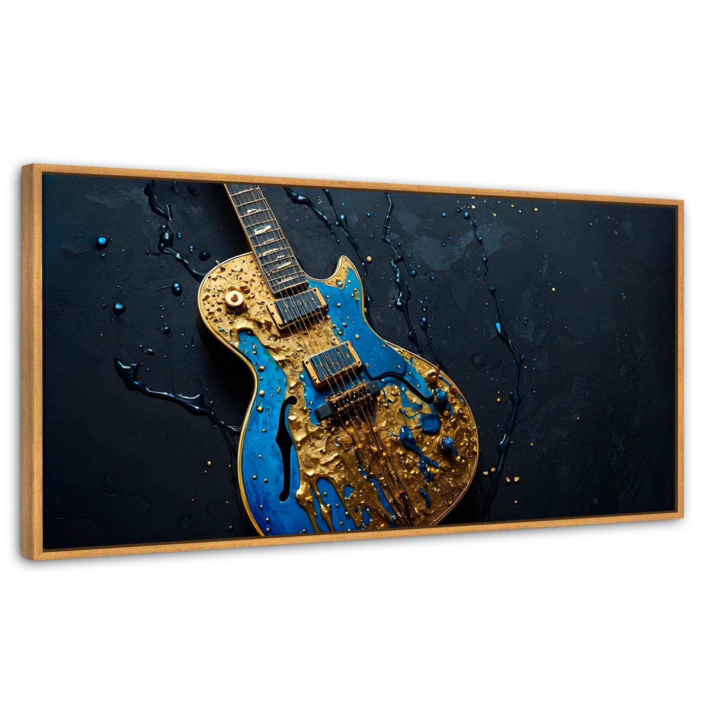 Cuadros Decorativos Canvas Revolution | Guitarra Celestial | Panoramico | Portada | Marco Negro