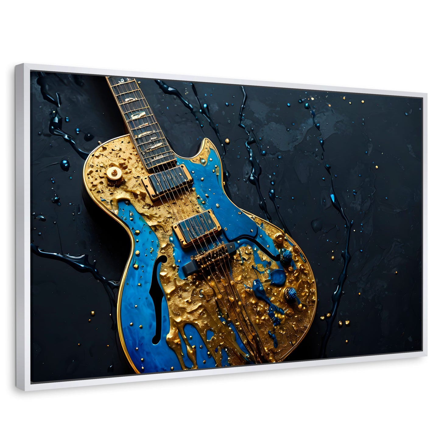 Cuadros Decorativos Canvas Revolution | Guitarra Celestial | Rectangular | Portada | Marco Blanco