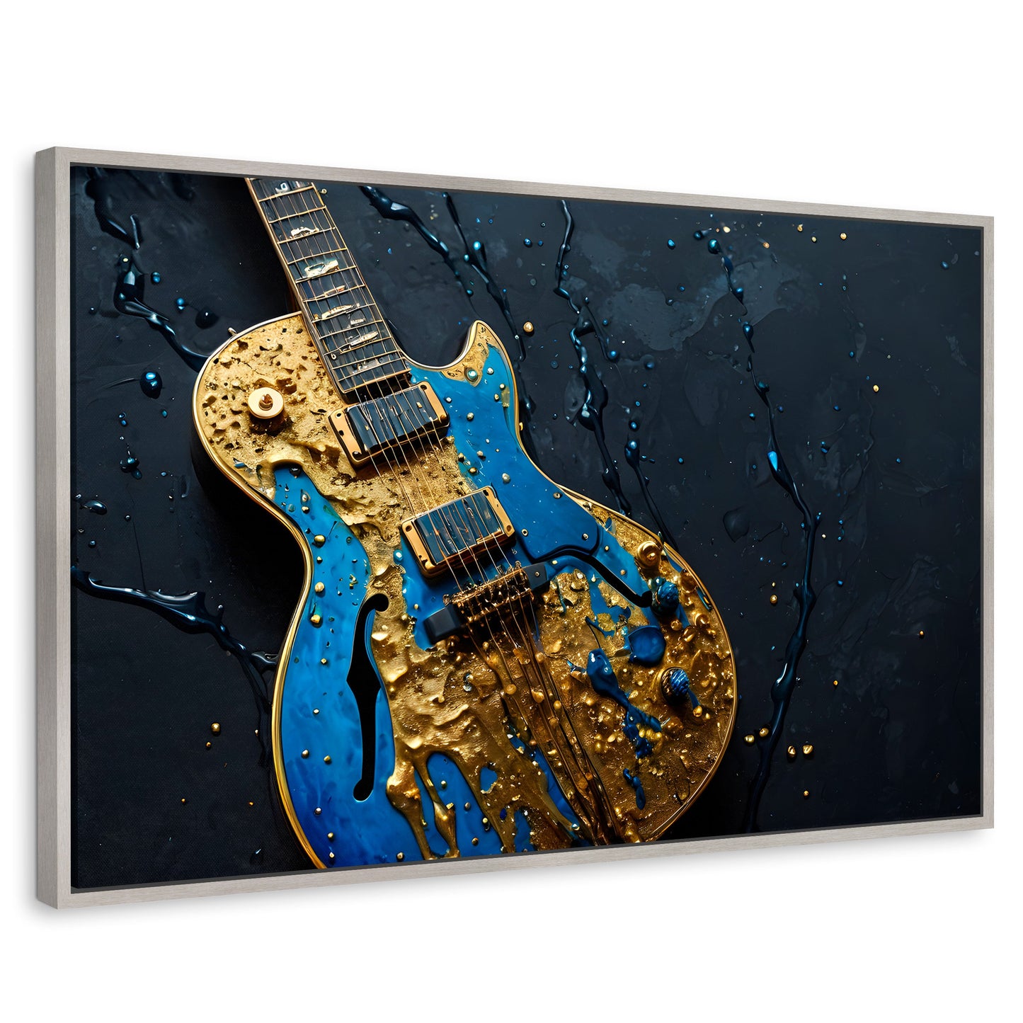 Cuadros Decorativos Canvas Revolution | Guitarra Celestial | Rectangular | Portada | Marco Plateado