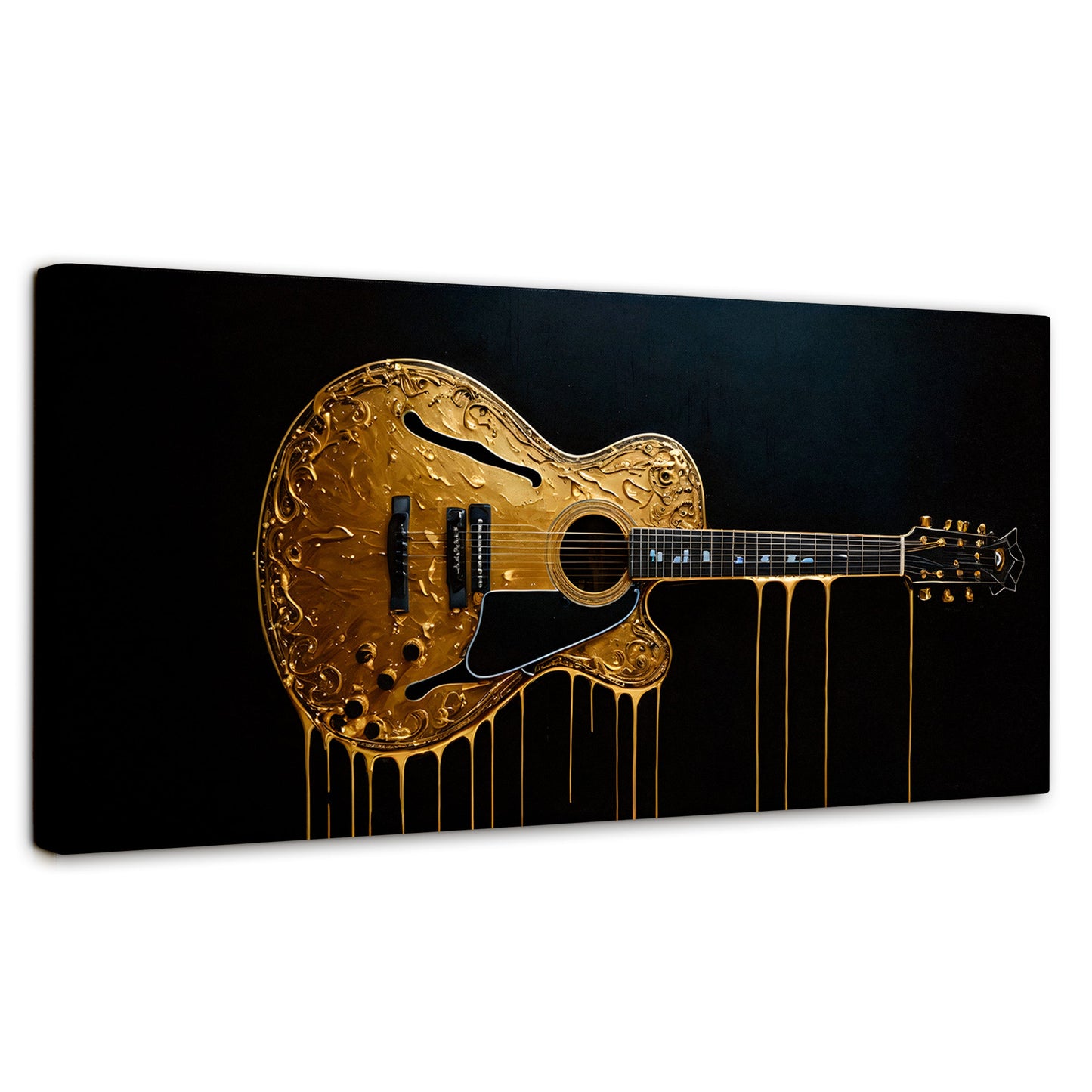 Cuadros Decorativos Canvas Revolution | Guitarra Dorada | Panoramico | Portada | Marco SinMarco