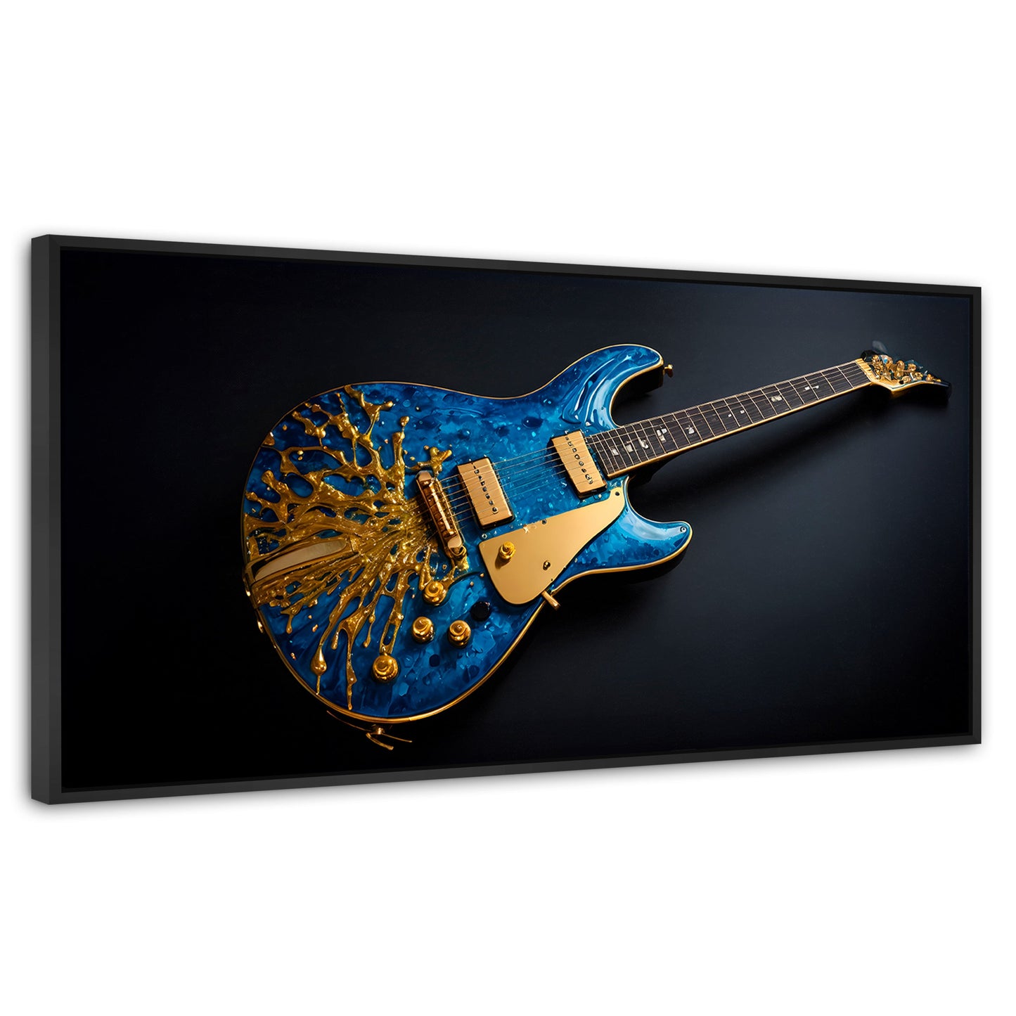 Cuadros Decorativos Canvas Revolution | Guitarra Estelar | Panoramico | Portada | Marco Plateado