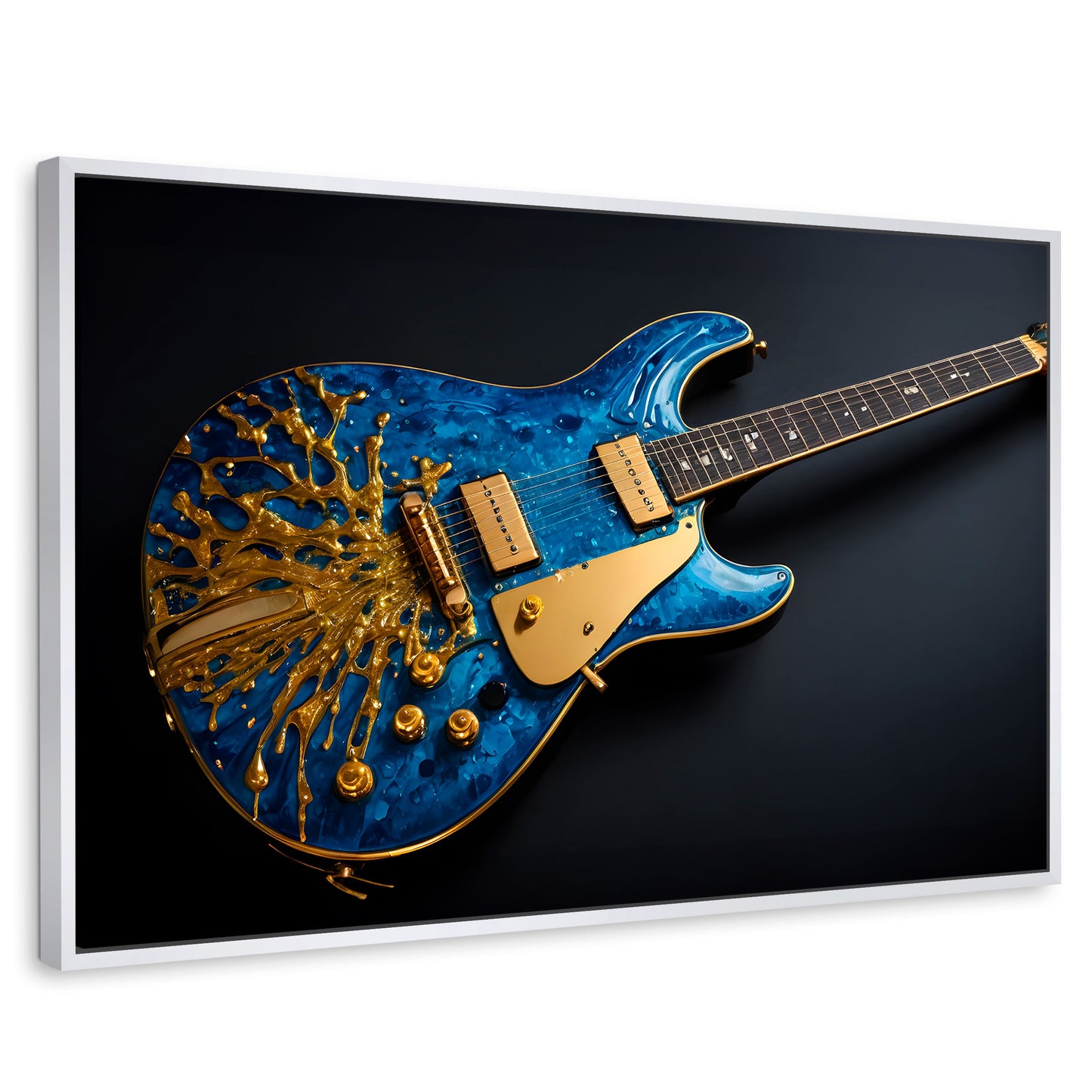 Cuadros Decorativos Canvas Revolution | Guitarra Estelar | Rectangular | Portada | Marco Blanco