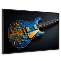 Cuadros Decorativos Canvas Revolution | Guitarra Estelar | Rectangular | Portada | Marco Negro