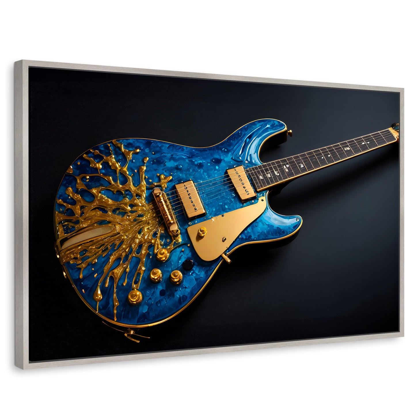Cuadros Decorativos Canvas Revolution | Guitarra Estelar | Rectangular | Portada | Marco Plateado