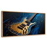 Cuadros Decorativos Canvas Revolution | Guitarra Luminosa | Panoramico | Portada | Marco Negro