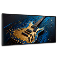 Cuadros Decorativos Canvas Revolution | Guitarra Luminosa | Panoramico | Portada | Marco Plateado