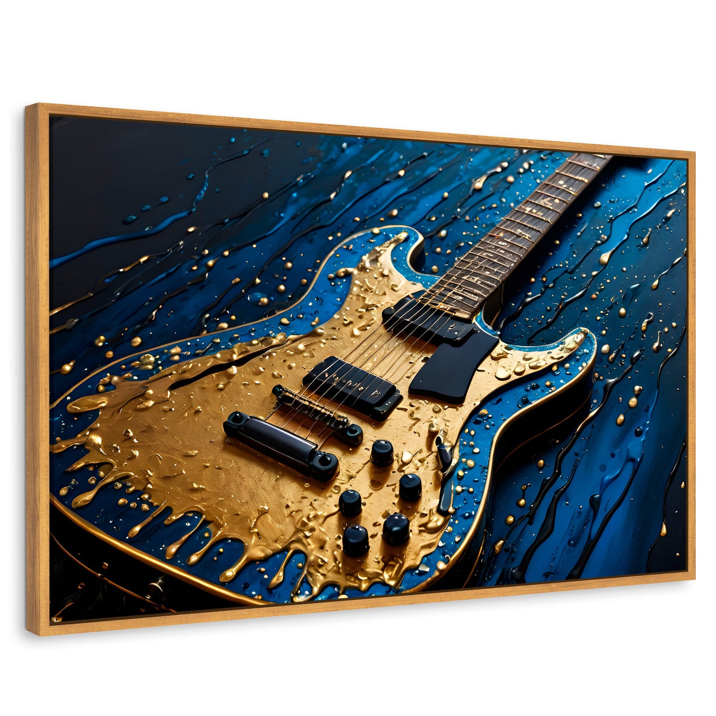 Cuadros Decorativos Canvas Revolution | Guitarra Luminosa | Rectangular | Portada | Marco Madera