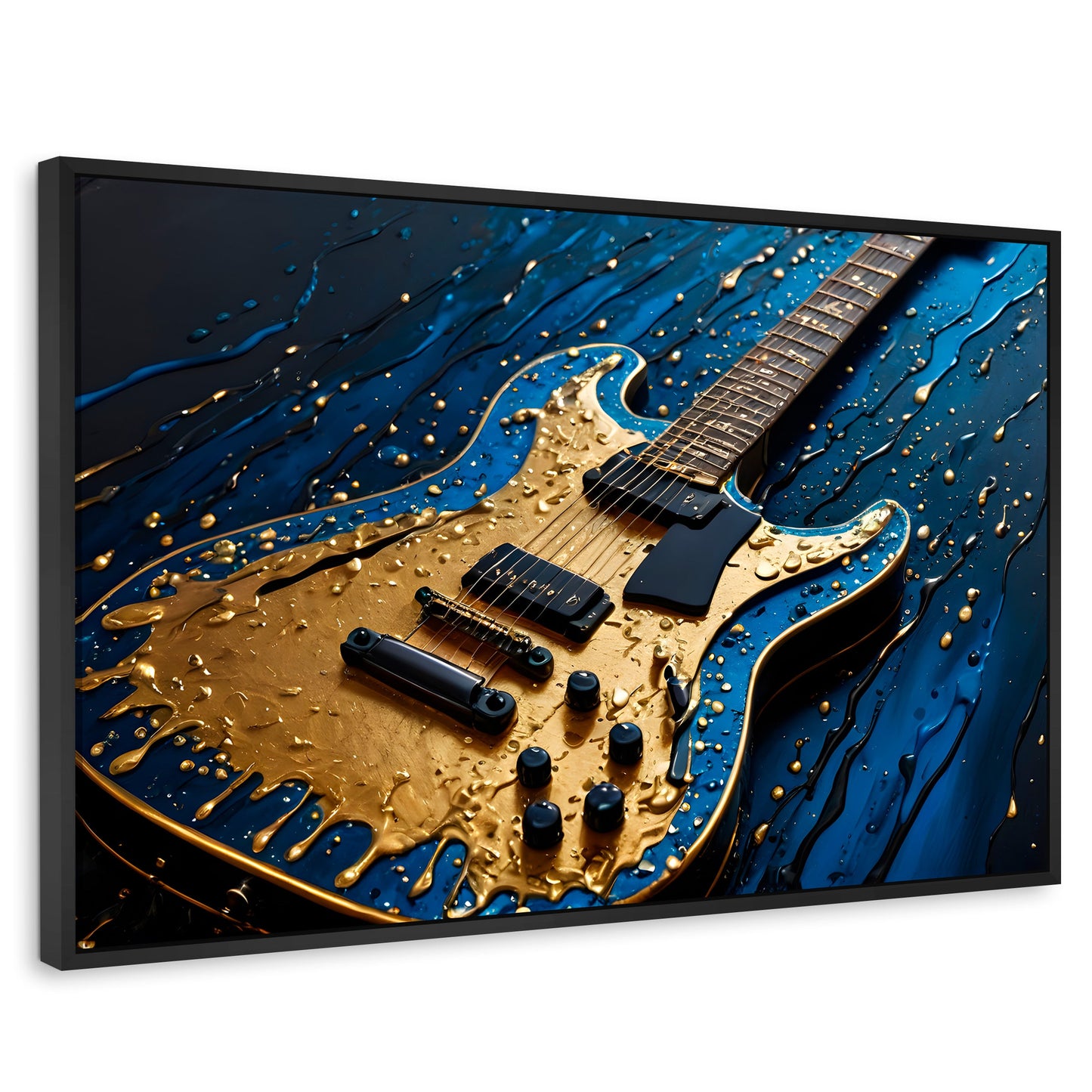 Cuadros Decorativos Canvas Revolution | Guitarra Luminosa | Rectangular | Portada | Marco Negro