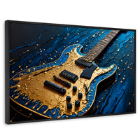 Cuadros Decorativos Canvas Revolution | Guitarra Luminosa | Rectangular | Portada | Marco Negro