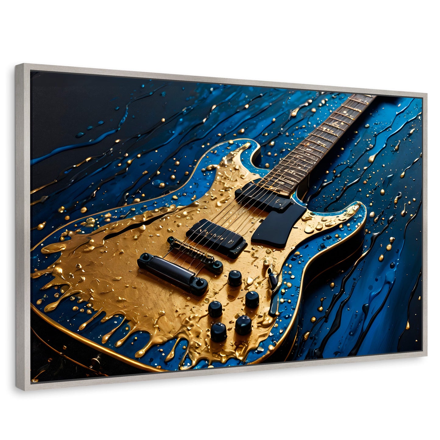 Cuadros Decorativos Canvas Revolution | Guitarra Luminosa | Rectangular | Portada | Marco Plateado